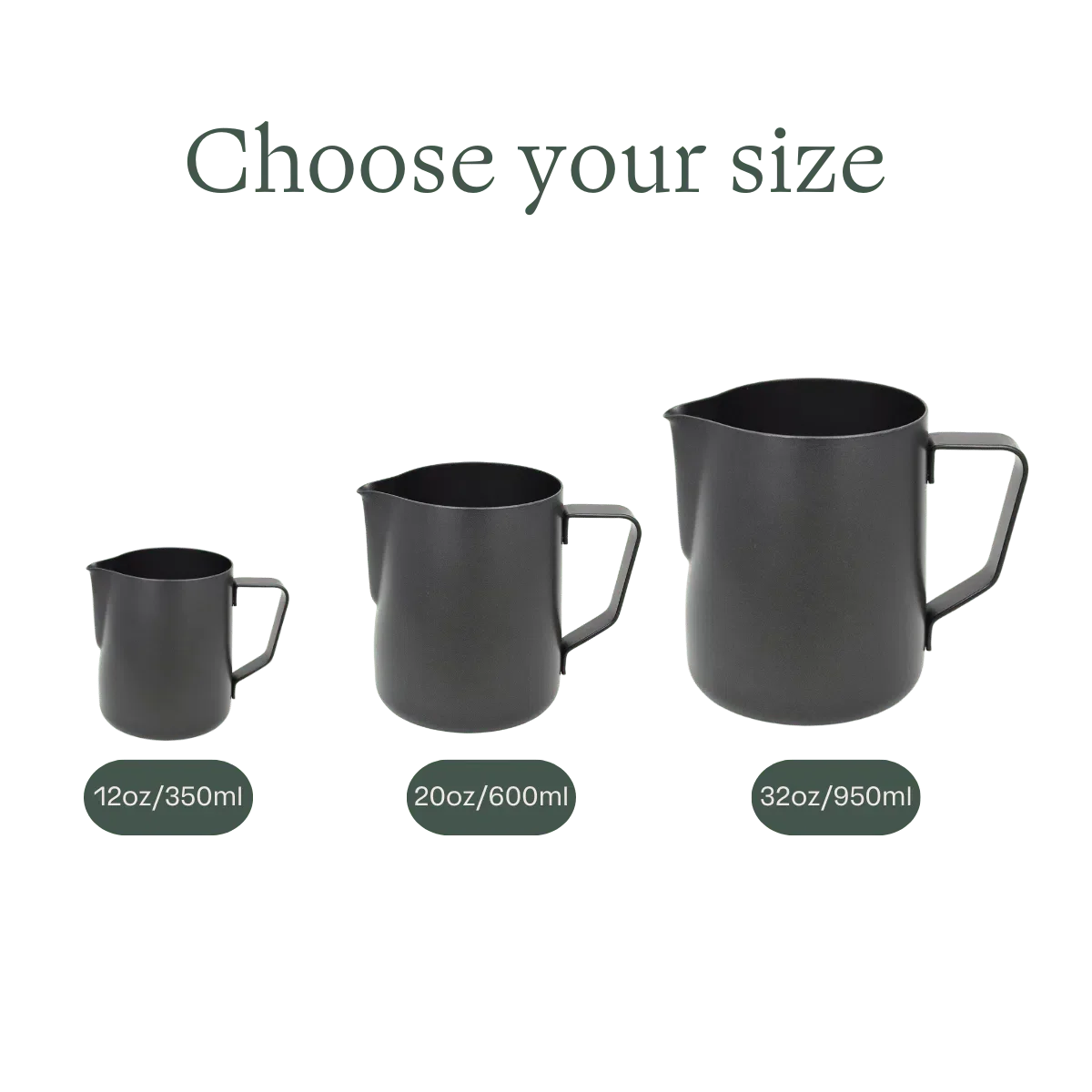 Rhino Stealth Black Milk Pitcher - 3 Sizes